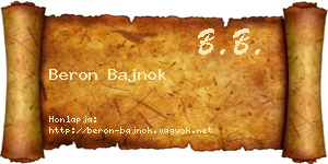 Beron Bajnok névjegykártya